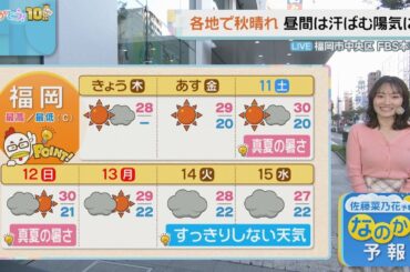 佐藤菜乃花気象予報士のお天気情報　バリはやッ!　10月9日