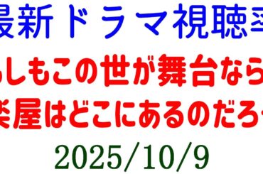 もしもこの世が舞台なら、楽屋はどこにあるのだろう☆視聴率速報☆2025年10月9日