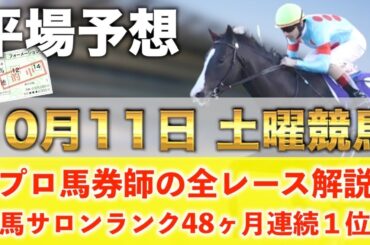 【10月11日土曜競馬予想】42週連続の新馬戦的中へ🥇プロが平場全レース予想を無料公開！【平場予想】