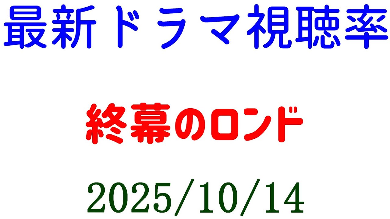 終幕のロンド 第1話 視聴率☆視聴率速報☆2025年10月14日 終幕のロンド 第1話 視聴率☆視聴率速報☆2025年10月14日