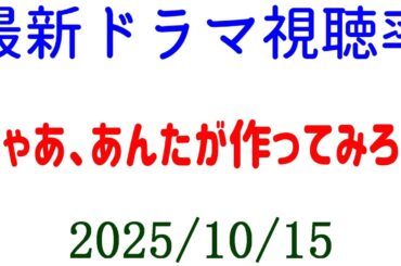 じゃあ、あんたが作ってみろよ 視聴率上がる！視聴率速報☆2025年10月15日