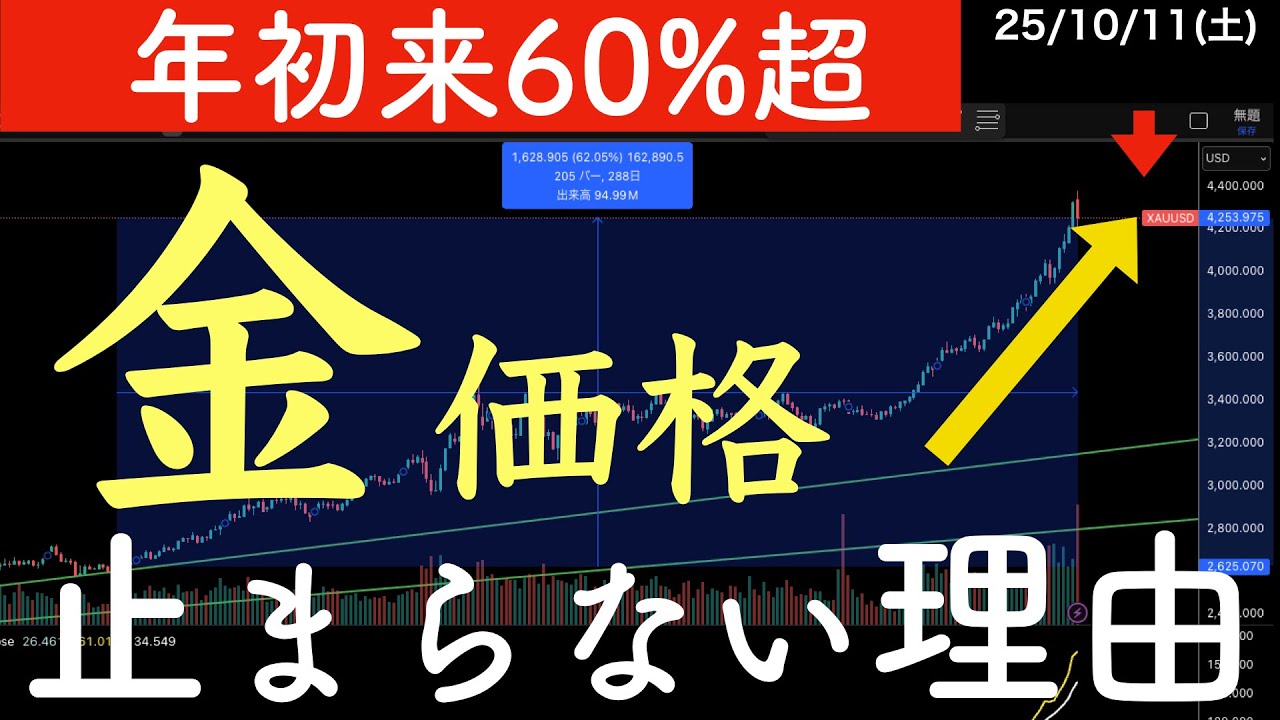 【年初来60%超】いま金価格の上昇が止まらないのはなぜ? #金 #米国株 #日経平均 【年初来60%超】いま金価格の上昇が止まらないのはなぜ? #金 #米国株 #日経平均