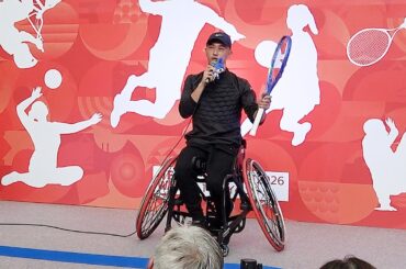 小田、地元で「金メダルを」　アジアパラ１年前でイベント　車いすテニス