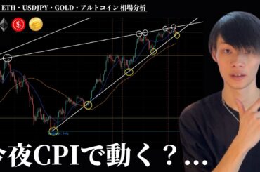 今夜CPI発表！　金融所得課税が…ヤバい　【BTC・ETH・ドル円・GOLD・アルトコイン】