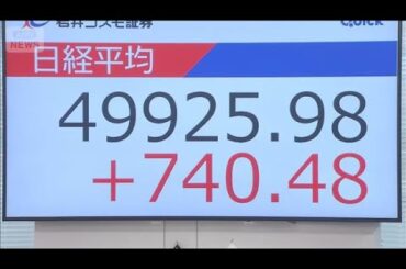 日経平均 初の5万円に迫る　高市政権への期待感で株価↑(2025年10月21日)