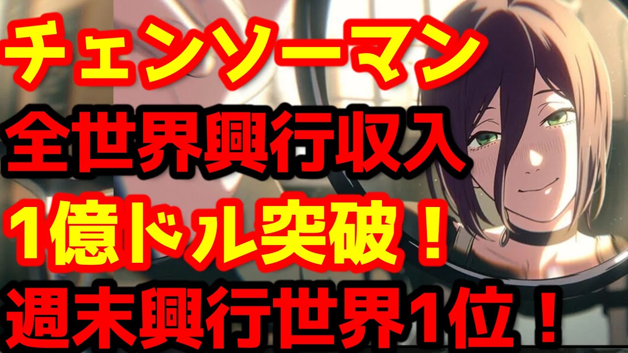【チェンソーマン】『チェンソーマン レゼ編』が興行収入1億ドル突破!全世界興行収入ランキング1位!快進撃が始まる! 【チェンソーマン】『チェンソーマン レゼ編』が興行収入1億ドル突破!全世界興行収入ランキング1位!快進撃が始まる!