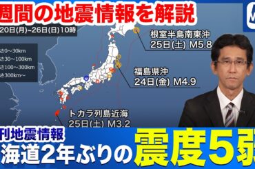 【週刊地震情報】北海道で2年ぶりの震度5弱