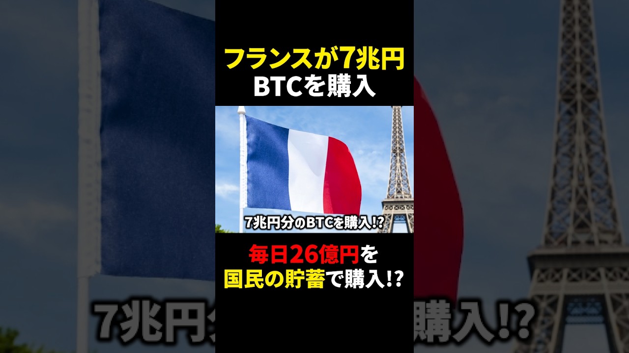 【ビットコイン(BTC)】フランスがBitcoinを毎日26億円、総額7兆円分買い続ける？！
