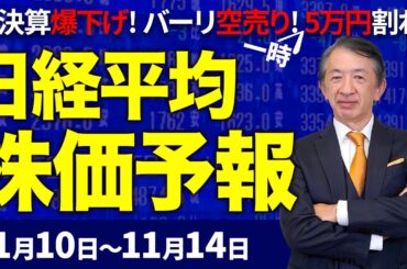 【株価予想】最新の日経平均×来週の株価見通し／反落！607円安！一時5万円割れ！大型成長株、割高警戒！好決算爆下げ！米ハイテク株安！バーリ氏空売り！AIブーム終焉？／【11/10〜11/14】