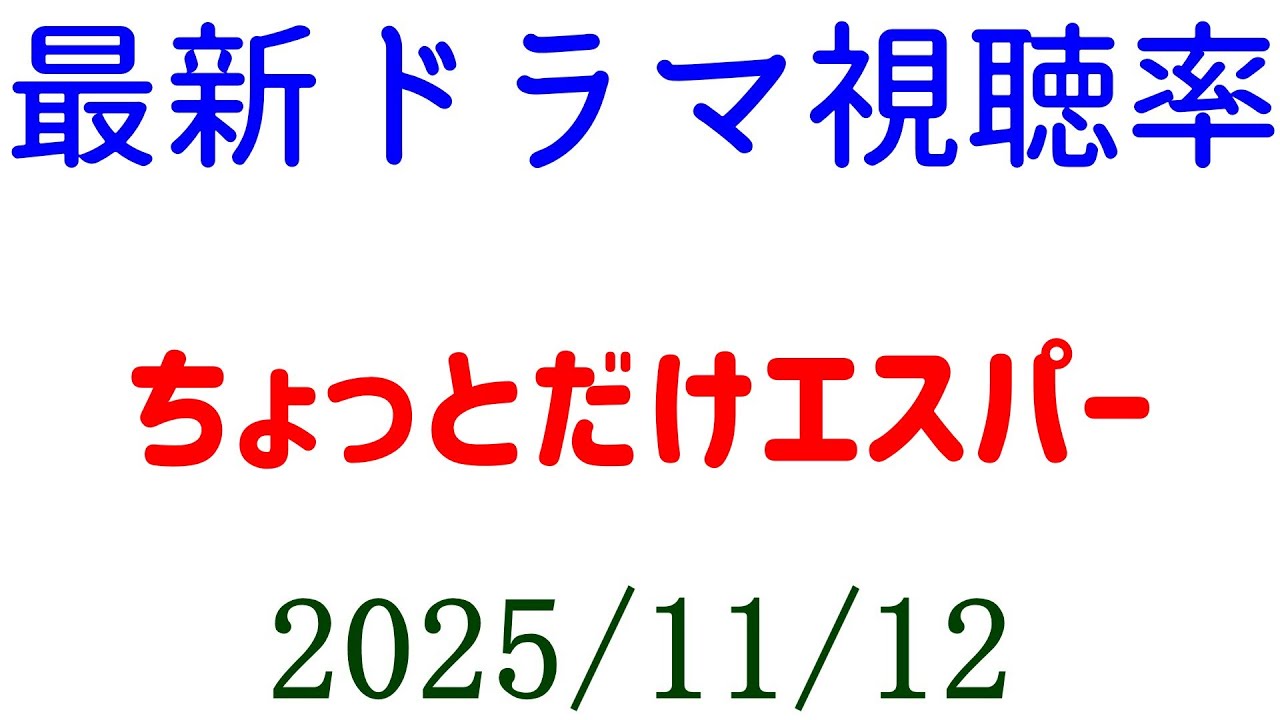 ちょっとだけエスパー 視聴率上がる!視聴率速報☆2025年11月12日 ちょっとだけエスパー 視聴率上がる!視聴率速報☆2025年11月12日