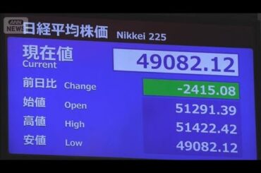 日経平均 一時2400円超下落　5万円の大台割り込む　AI・半導体関連で売り広がる(2025年11月5日)