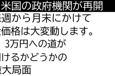 政府機関再開により来週、金価格は荒れます。警戒してください