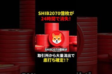 【柴犬コイン（SHIB）】2070億枚が1日で流出？！取引所から大量流出で底打ち確定！？