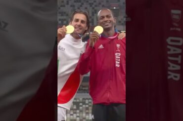 大親友ジャンパーが共に分け合う金メダル #走高跳  #陸上 #mutazbarshim  #tamberi