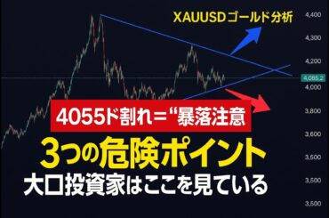 【🚨暴落注意】金価格4055ドルが危険サイン‼︎大口投資家が警戒するポイントを徹底解説【最新XAUUSD分析】2025年11月23日（日）