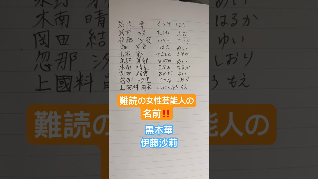 難読の女性芸能人の名前⁉️【武井咲・伊藤沙莉・永野芽郁】 難読の女性芸能人の名前⁉️【武井咲・伊藤沙莉・永野芽郁】