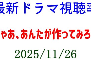 じゃあつく 視聴率急上昇！視聴率速報☆2025年11月26日