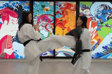 美女の蹴り受けてみた