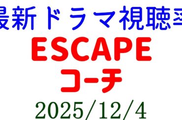 ESCAPE 視聴率下がる！視聴率速報☆2025年12月4日