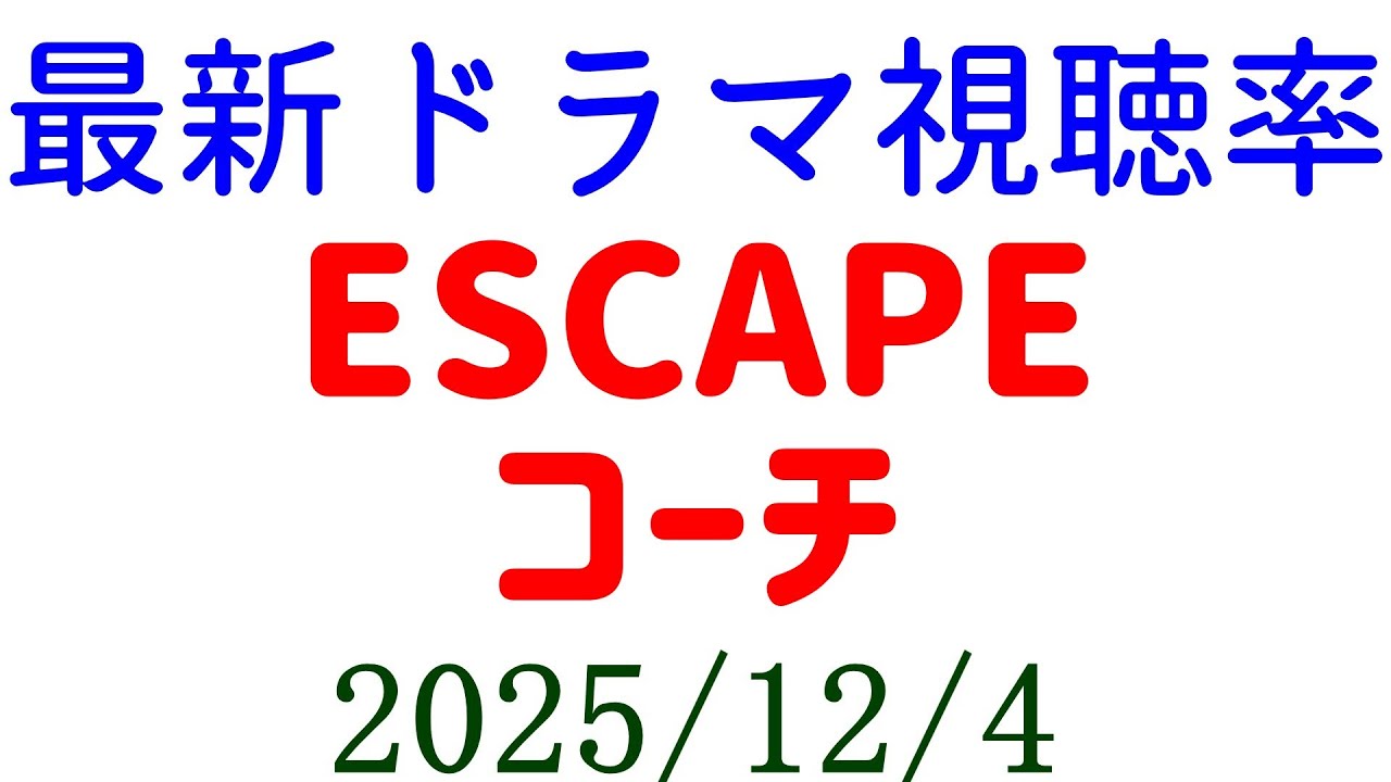 ESCAPE 視聴率下がる!視聴率速報☆2025年12月4日 ESCAPE 視聴率下がる!視聴率速報☆2025年12月4日