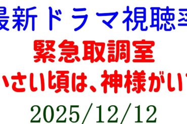 小さい頃は 最低視聴率更新！緊急取調室 高視聴率！視聴率速報☆2025年12月12日