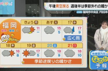 佐藤菜乃花気象予報士のお天気情報　バリはやッ!　12月15日