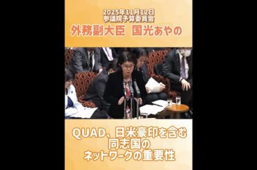 「自由で開かれたインド太平洋」実現に向けたQUADの首脳会談について　 #国光あやの #国会議員 #政治#予算委員会 #外務副大臣
