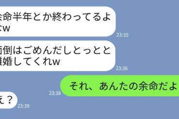 【LINE】嫁が余命半年と宣告されたと勘違いして離婚宣言する夫「面倒はごめんだわw」→しかし余命宣告された本当の人物を知った夫が…