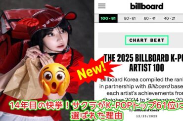 驚愕の快挙宮脇咲良、ビルボード2025年K-POPアーティスト61位選出！IZ*ONE、LE SSERAFIMを経て世界が認めた「3度の再デビュー」が生んだ比類なき献身とキャリアの全軌跡を徹底深掘り！