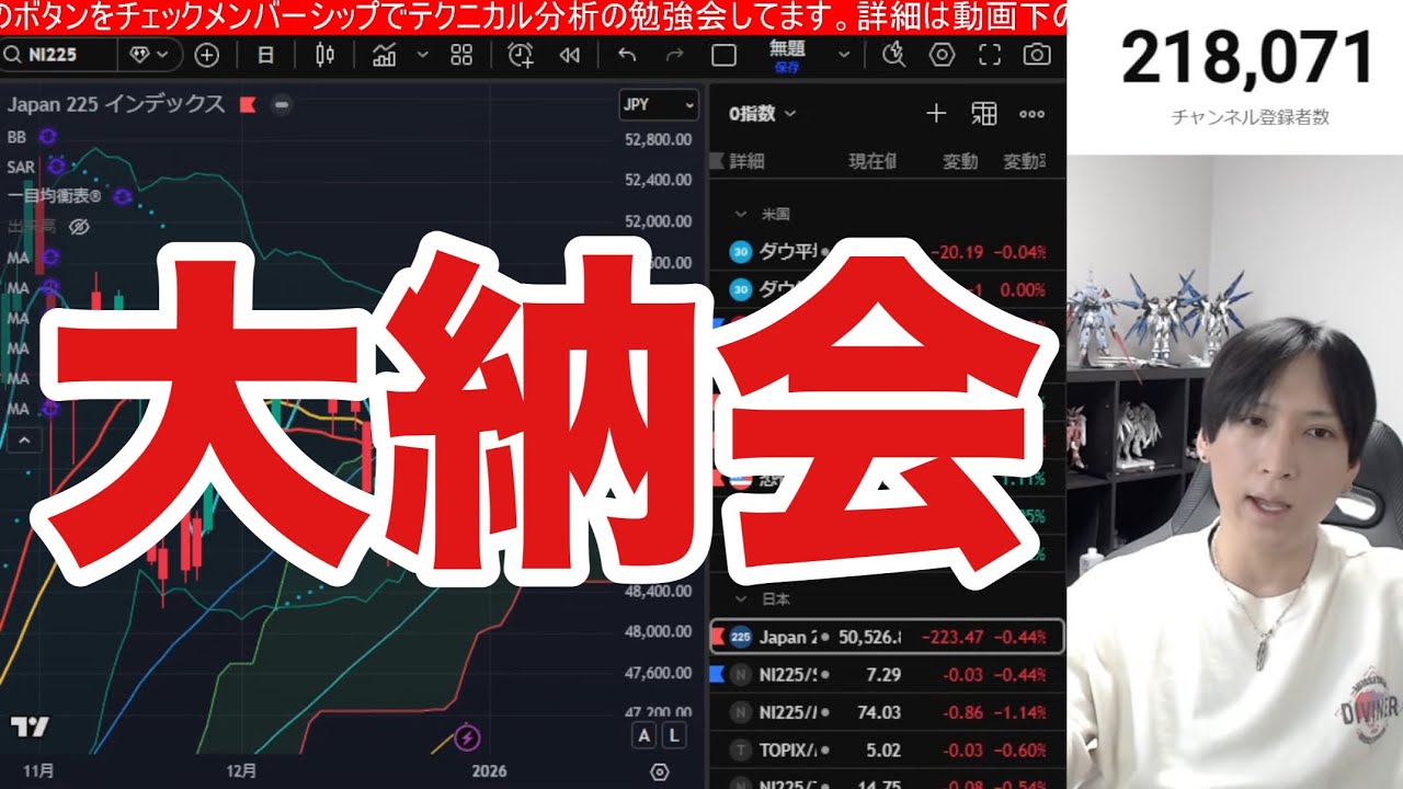 12/30【大納会、日本株空売り爆増‼】2026年相場に向けて注意すべき点。日経平均、ドル円、米国株どうなる