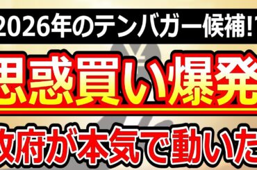 2026年初のテンバガー候補誕生か！？政府が本気で動いた！思惑買い爆発！【1/8(木)に株価が上がる株・明日上がる株・株式投資日本株最新情報】