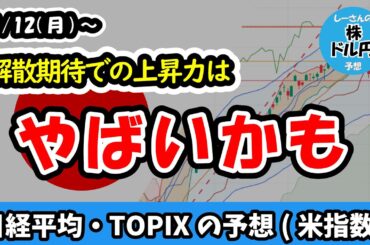 【日経平均・TOPIX】火曜日の上昇は空売りの解消も巻き込む可能性あり！23日召集の通常国会冒頭での衆院解散検討の材料でまだまだ上昇を続ける可能性【週間日本株予想 2026/1/12～】