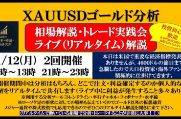【🚨#XAUUSD暴落のカウントダウン開始…🚨】金価格4600ドルからの恐怖/大口投資家/海外ファンドが大量の罠（大口注文）を仕掛けてくる【ゴールドFXライブ/トレード】1/12(月)21時