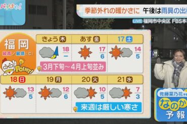 佐藤菜乃花気象予報士のお天気情報　バリはやッ!　1月15日