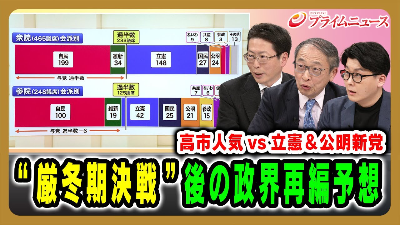 【高市人気vs立憲&公明新党】“厳冬期決戦”後の政界再編予想 中北浩爾×山田惠資×米重克洋 2026/1/15放送<後編>【BSフジ プライムニュース】 【高市人気vs立憲&公明新党】“厳冬期決戦”後の政界再編予想 中北浩爾×山田惠資×米重克洋 2026/1/15放送<後編>【BSフジ プライムニュース】