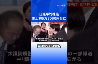 【速報】日経平均株価　一時1800円以上値上がり　初めて5万3000円の大台を突破　衆院解散報道受け｜TBS NEWS DIG #shorts