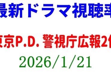 東京P.D. 視聴率下がる！視聴率速報☆2026年1月21日