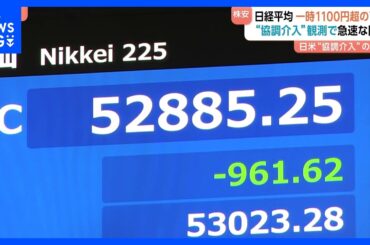 【速報】日経平均 961円安の5万2885円で取引終了　円高進行で株価押し下げ 日米協調介入への警戒感から｜TBS NEWS DIG