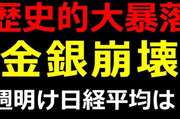 【金銀・大暴落】日経平均への影響は？週明けの準備。