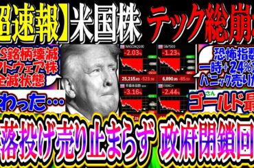 【ｳｫｰﾙ街速報】米国株、テック総崩れで急落『政府閉鎖回避も投げ売り止まらず』