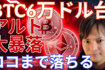 BTC 6万ドル台 アルトコインも大暴落！ココまで落ちます！仮想通貨の買い場を徹底解説！