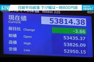 日経平均株価　一時800円超値下がり　その後買戻しも入る　午前10時30分時点(2026年2月6日)