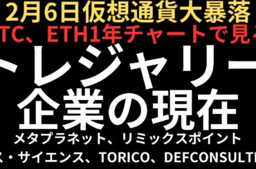 【BTC仮想通貨暴落】暗号資産ビットコイン、イーサリアムトレジャリー企業の今を見る｜チャートはメタプラ、リミックス、エスサイエンス、TORICO、DEFコンサル