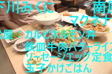 マクネナナに下川みくにの「南風」を歌わせました。動画は松屋門で、カルビホルモン丼ライス大盛、鉄皿牛肉バターライス大盛、ソーセージエッグＷ定食納豆ライス特盛、玉子かけごはん納豆特盛を食べたときのです。