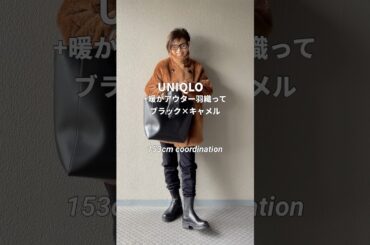 ブラック×キャメルの2カラーコーデ#大人カジュアル #冬コーデ #低身長コーデ #153cm #uniqlo #ブラック#ファッション #コーディネート #今日のコーデ #ootd