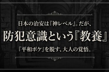 防犯意識という「教養」平和ボケを脱す、大人への覚悟