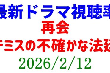 再会 テミス ばけばけ 徹子の部屋！視聴率速報☆2026年2月12日