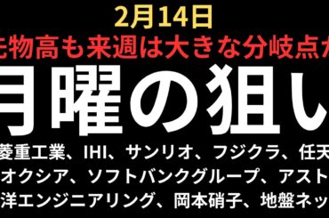 【明暗分ける週明け相場】チャートで見る月曜の注目銘柄｜三菱重工業、IHI、サンリオ、フジクラ、任天堂、ソフトバンクG、キオクシア、アストロスケール、東洋エンジニアリング、岡本硝子、地盤ネット、アルゴ
