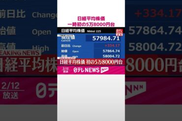 【速報】日経平均株価  一時初の5万8000円台  #shorts
