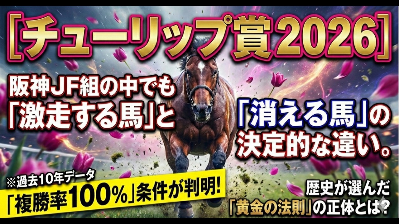 【チューリップ賞 2026】※過去10年「複勝率100%」条件が判明。阪神JF組の中でも「激走する馬」と「消える馬」の決定的な違い。歴史が選んだ「黄金の法則」の正体とは? 【チューリップ賞 2026】※過去10年「複勝率100%」条件が判明。阪神JF組の中でも「激走する馬」と「消える馬」の決定的な違い。歴史が選んだ「黄金の法則」の正体とは?